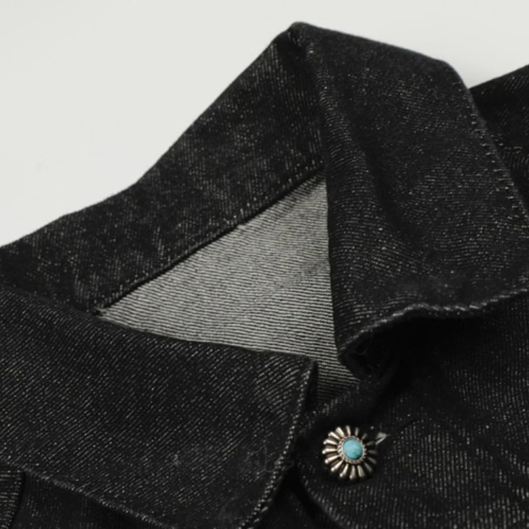 Metal Buckle Studded Design Retro Jacket