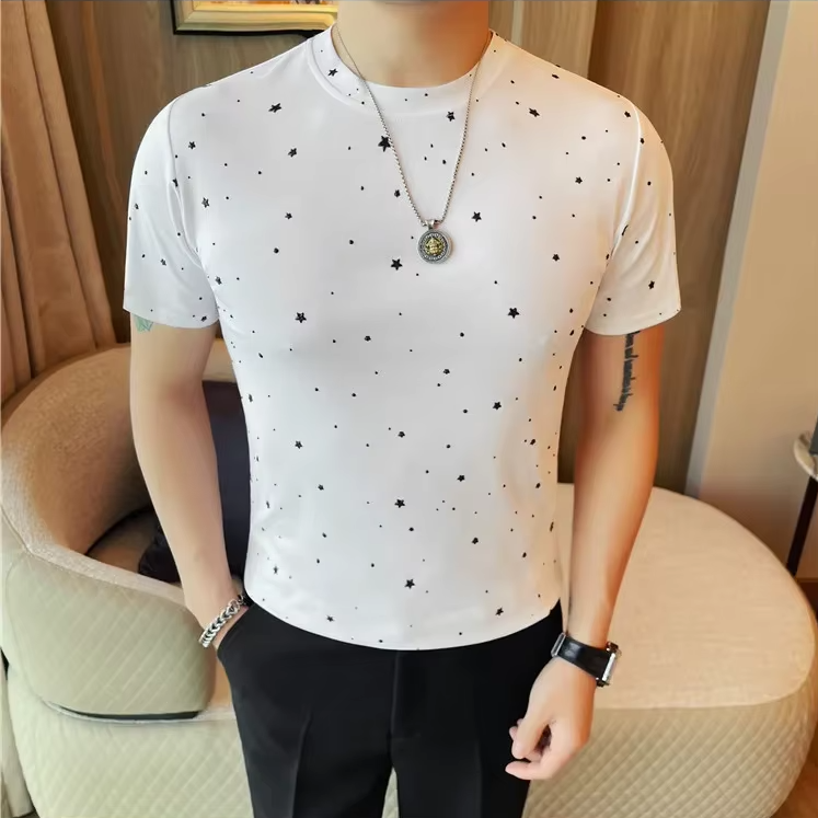 Star Sprinkled Slim-Fit Casual Tee
