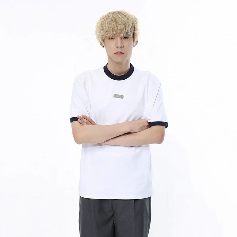 Simple Style Broadcloth O-Neck T-Shirt