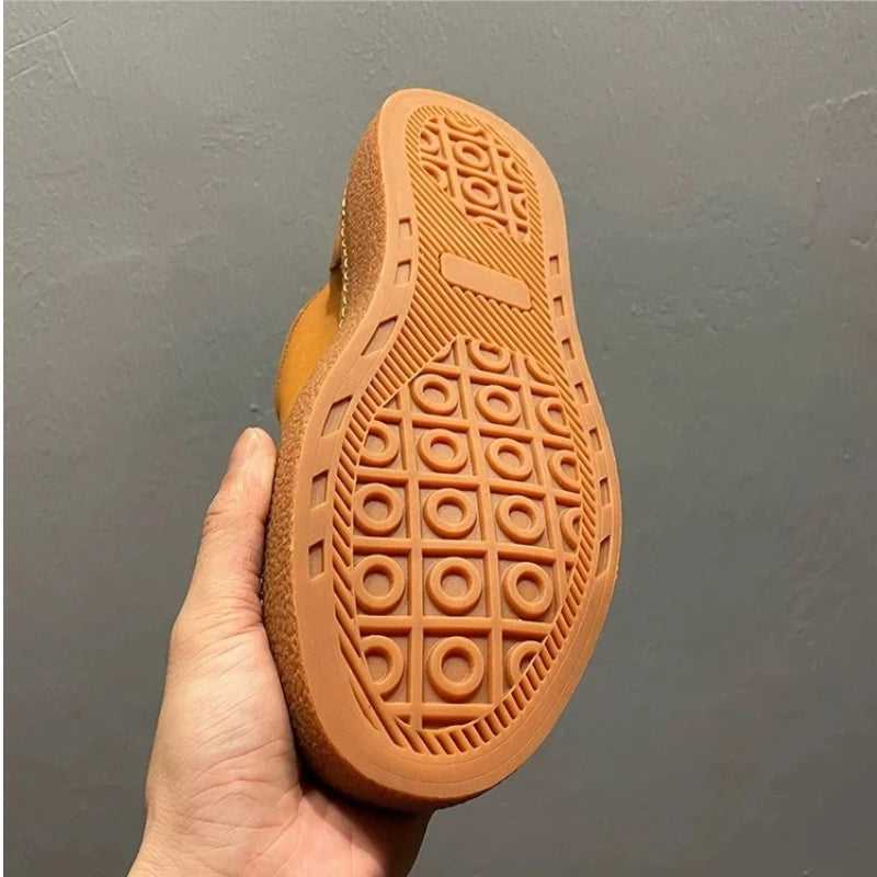 Retro Solid Leather High-Top Sneakers