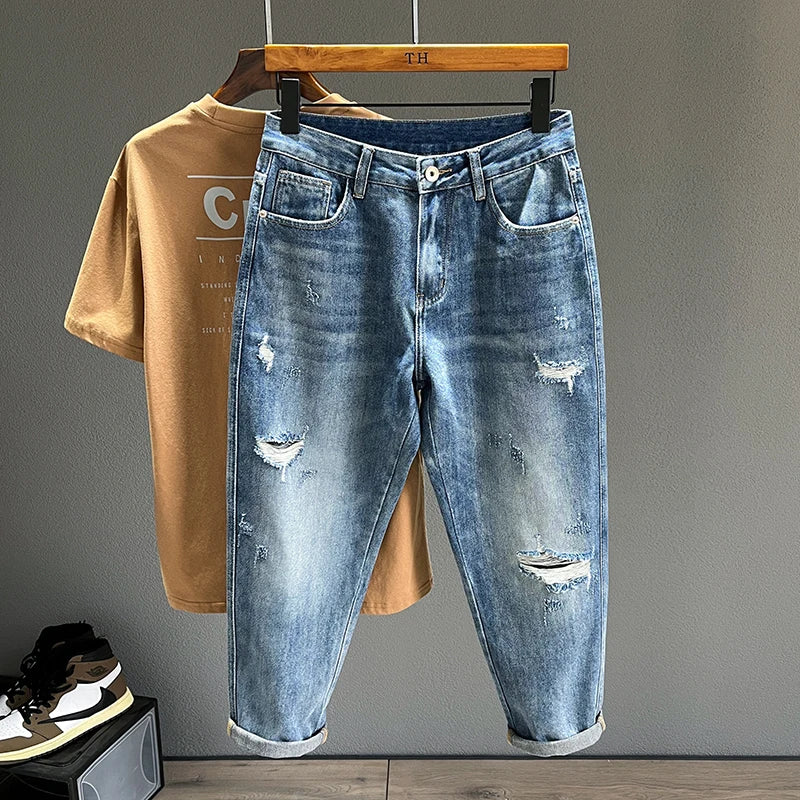 Ripped Vintage Blue Streetwear Jeans