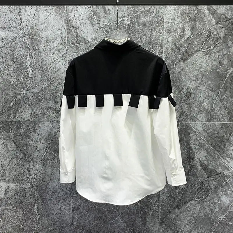 Color Contrast Splicing Design Shirt