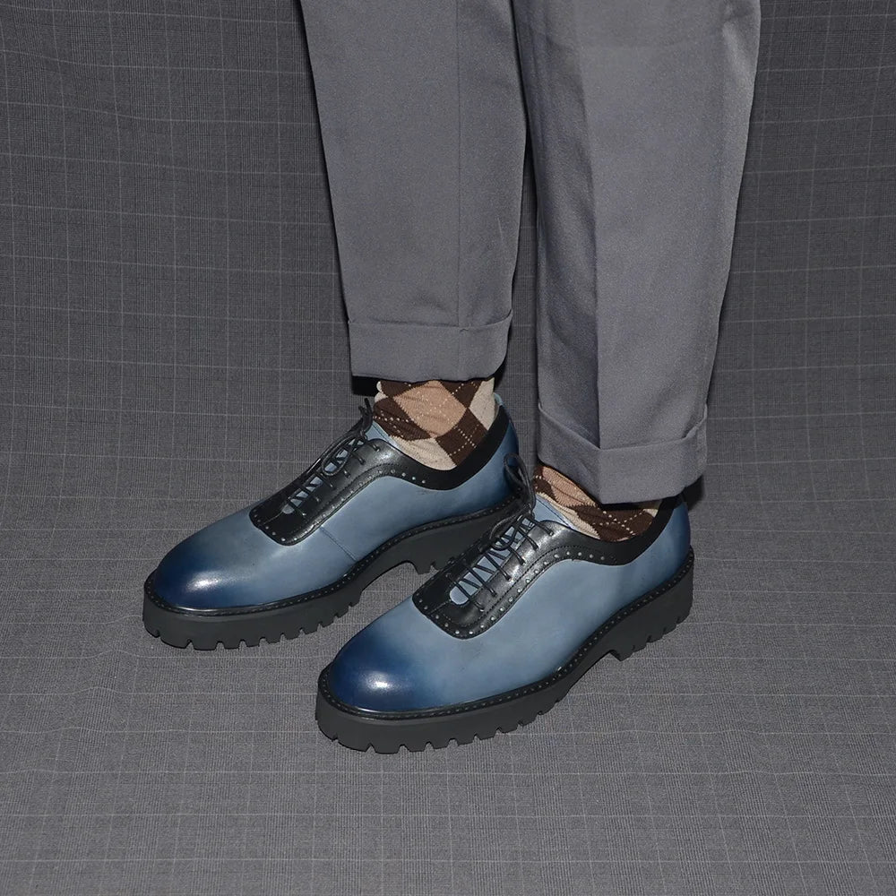 Genuine Leather Height Increasing Oxford Shoes