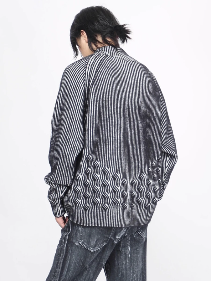 Vertical Stripes Knitted Design Cardigan