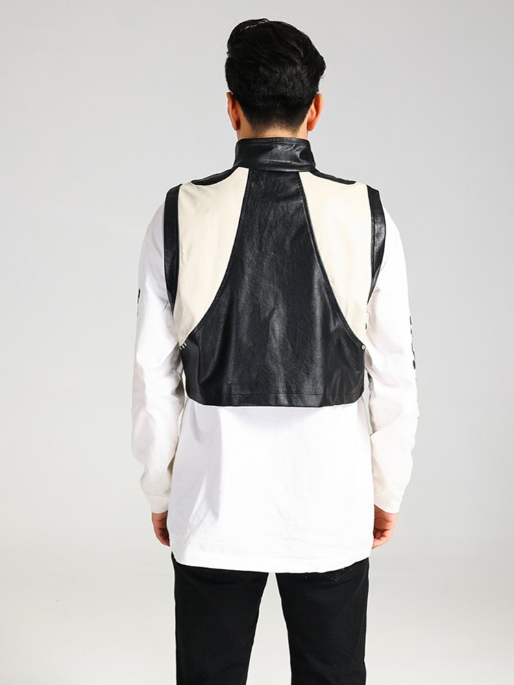 Black Soft Pu Leather Vest