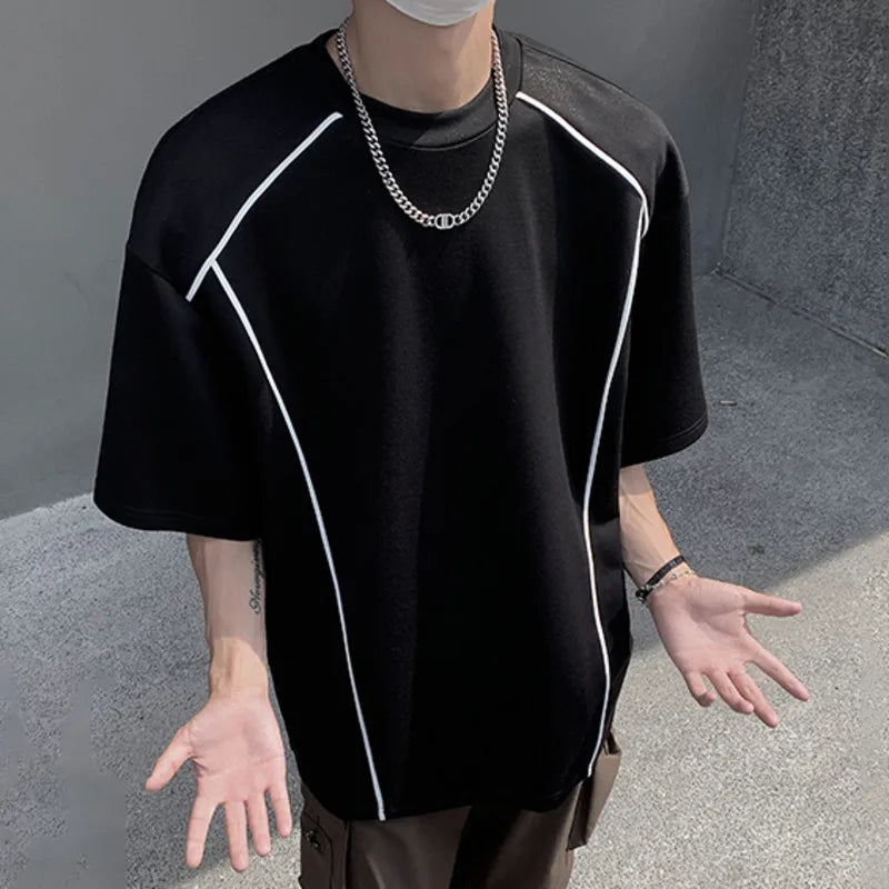 Splicing Line Design Loose T-Shirt