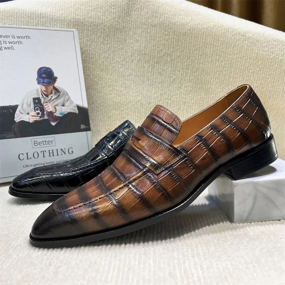 Classic Pointed Toe Genuine Leather Loafers