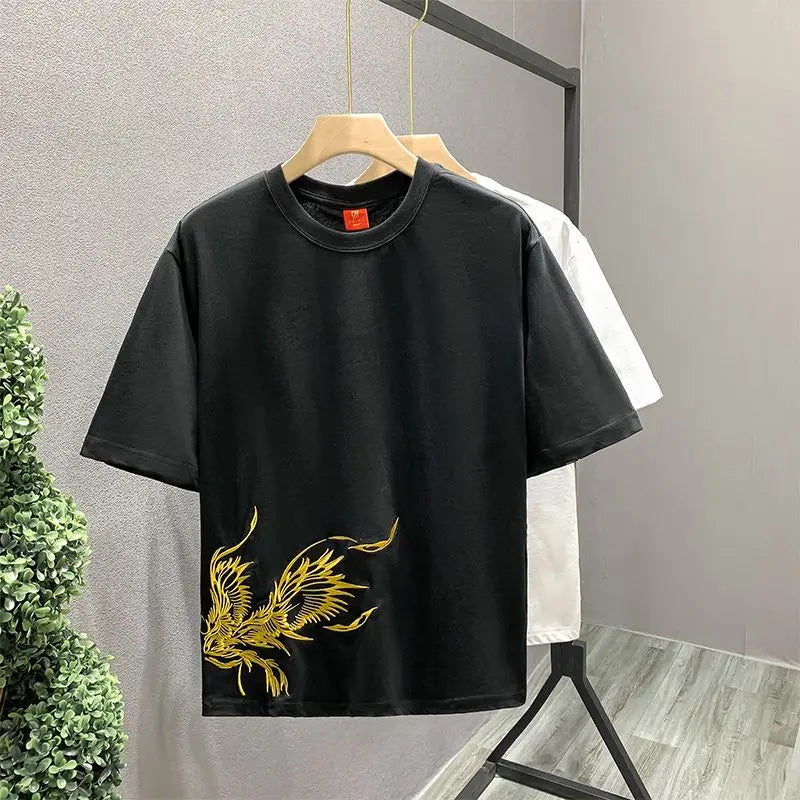 Phoenix Embroidery O-Neck Men's T-Shirt