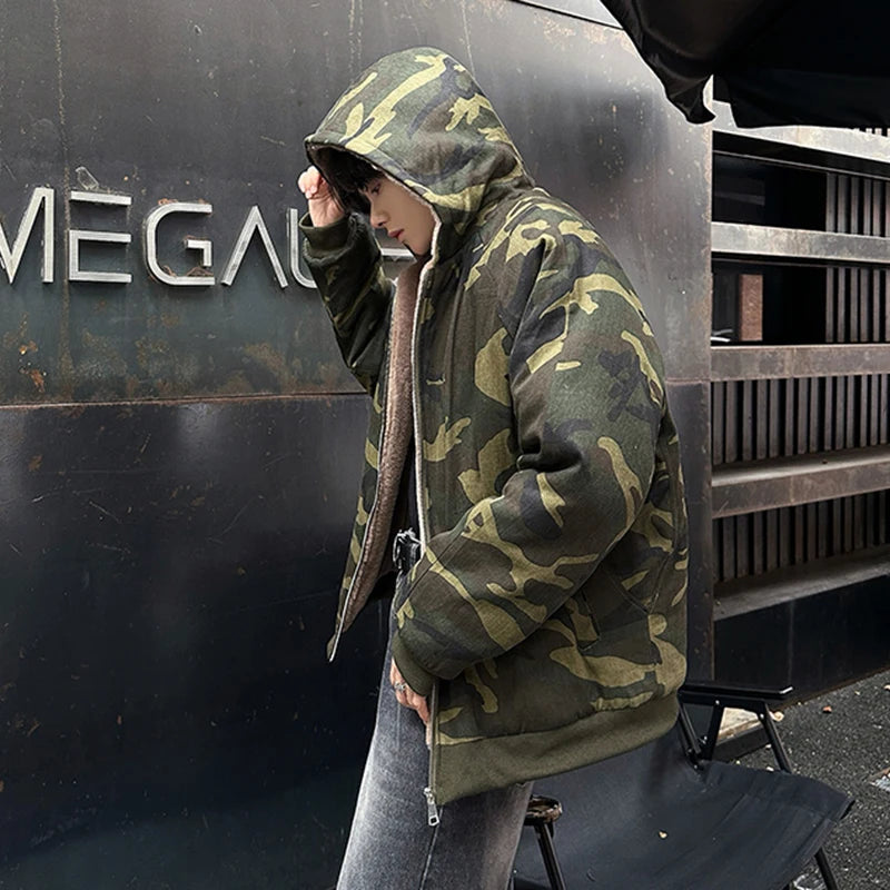 Camouflage Padded Zipper Loose Jacket
