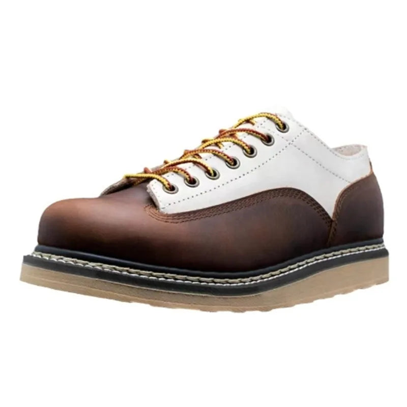 Cow Leather With Canvas Lace-Up Shoes