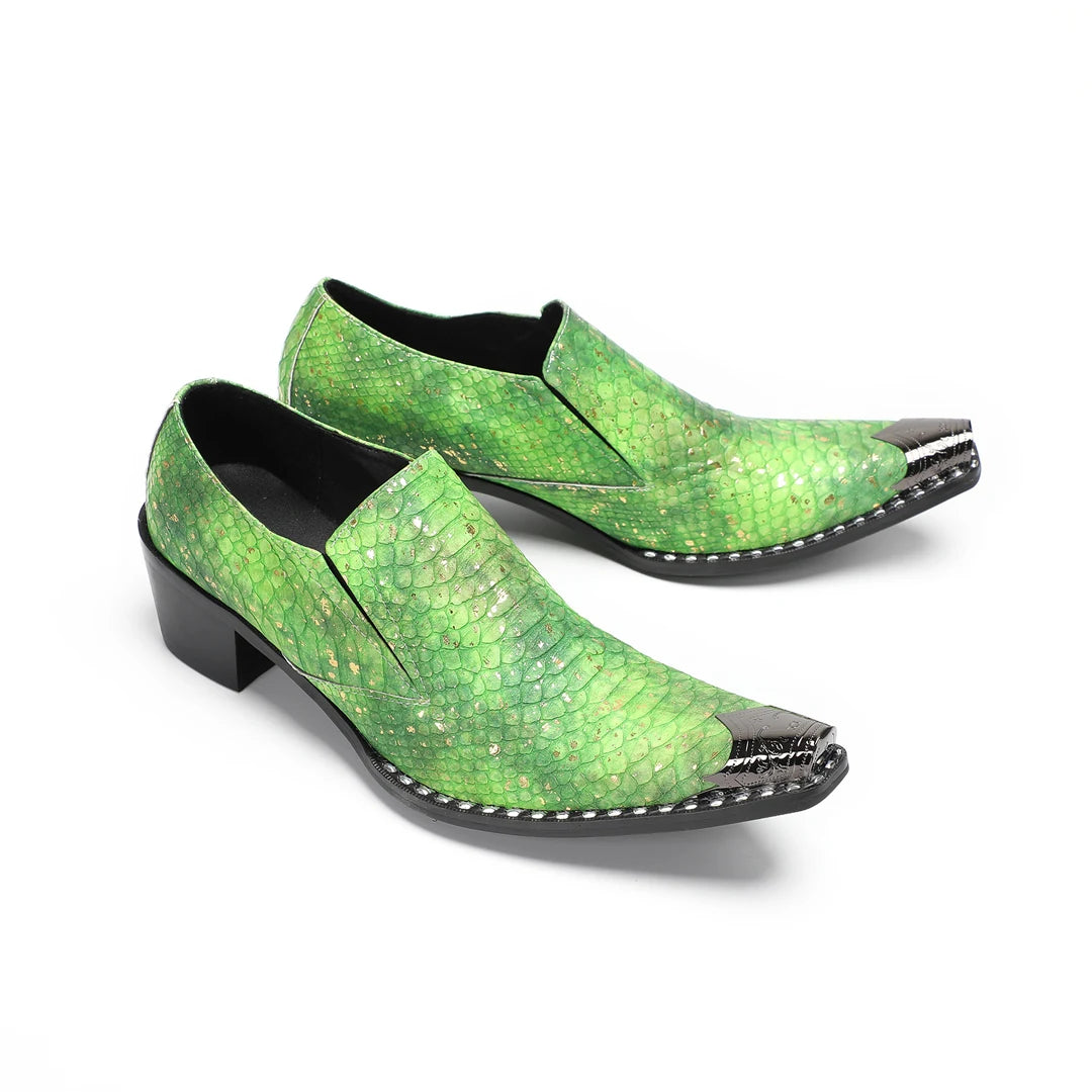 Bright Green Neon Color Leather Shoes