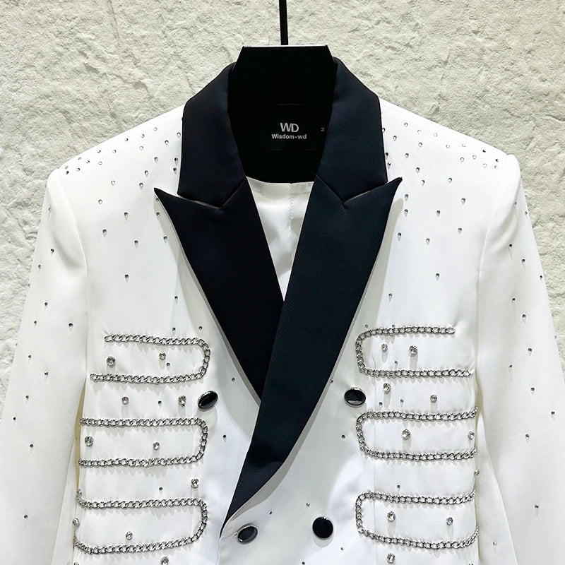 Rhinestone Chain Design Fashion Blazer