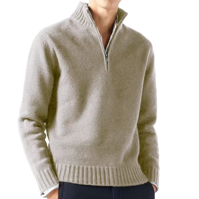 Daily Warm Solid Turtlenecks Half Zip Sweater