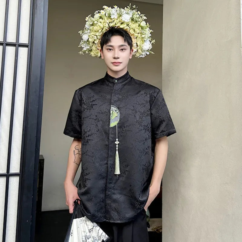 Tassel Pressed Placket Pendant Shirt