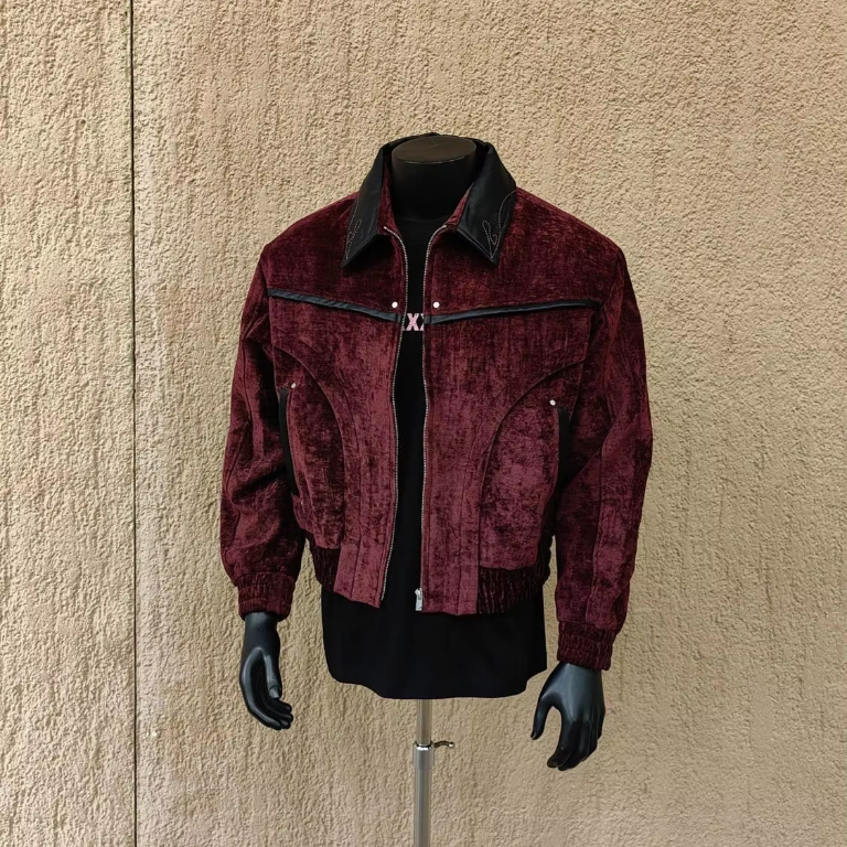 Solid Patchwork Collar Bomber Jacket