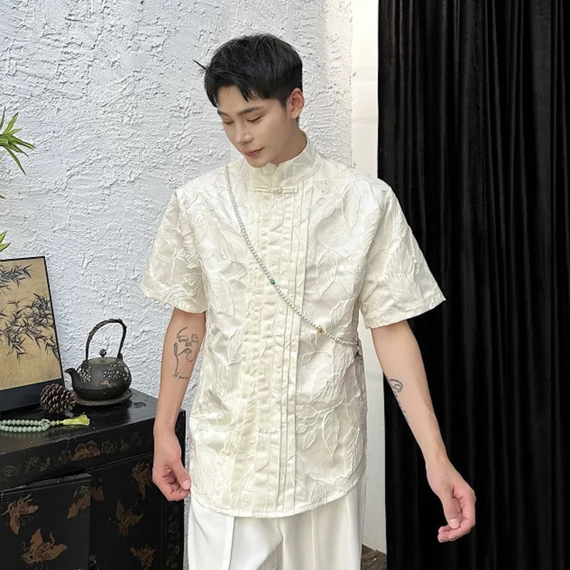 Chinese Style Jacquard Short Sleeve Shirt