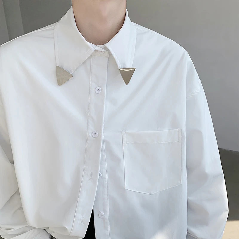 Metal Decoration Loose Fitting Shirt