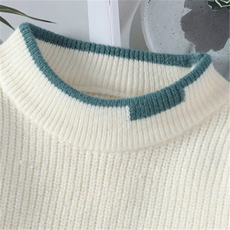 Multicolor O-Neck Knitted Fashion Sweater