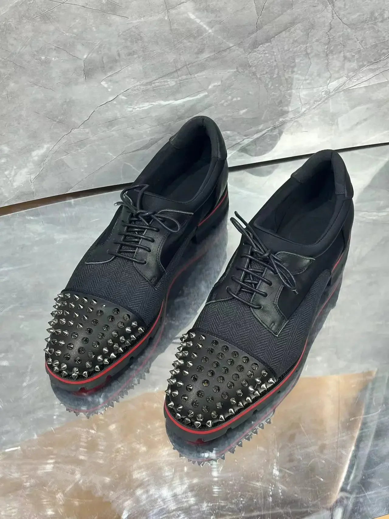 Studs Spike Round Toe Loafers