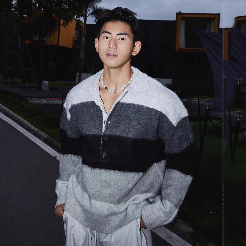 Solid Contrast Wide Stripe Polo Shirt