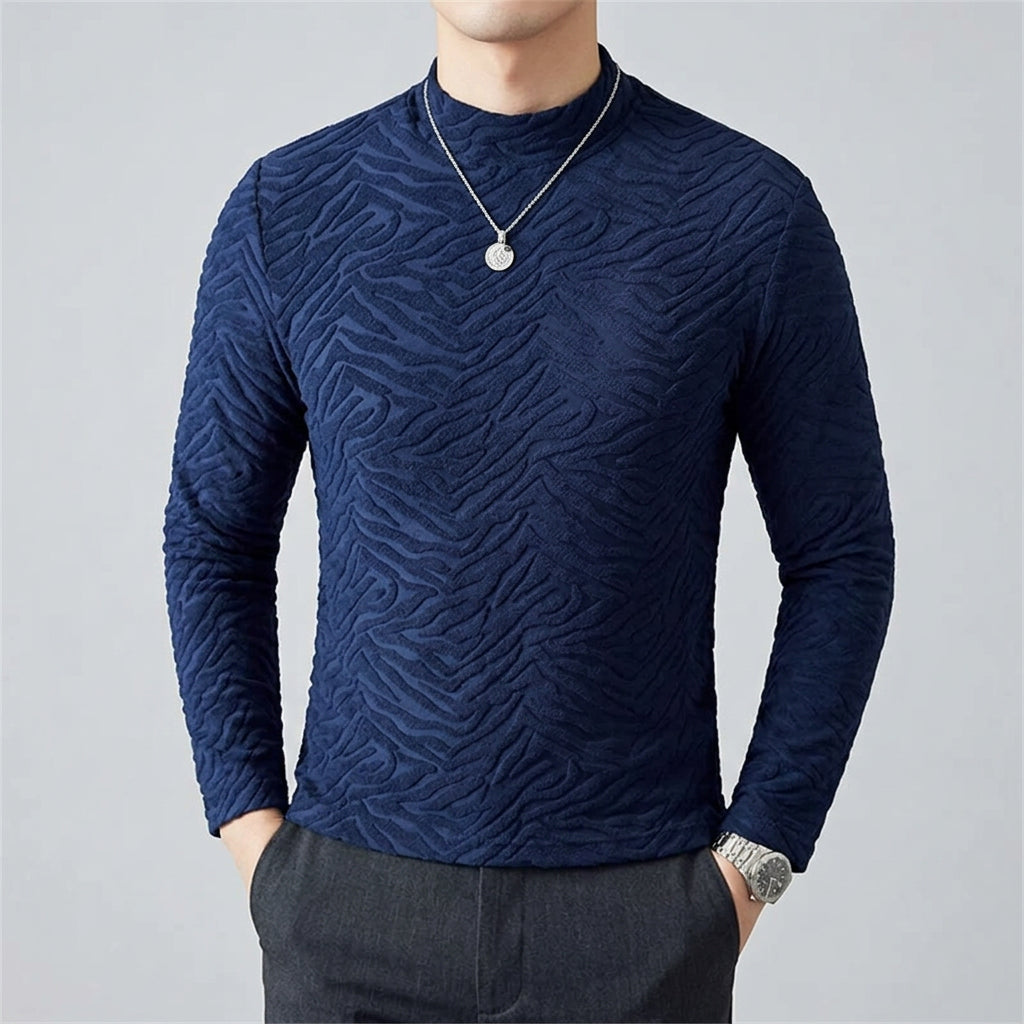 Solid Long Sleeve Embossed Fitted T-Shirts