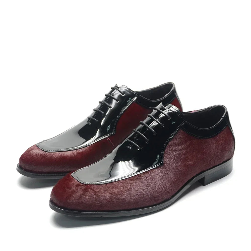 Maroon Horsehair Genuine Leather Shoes