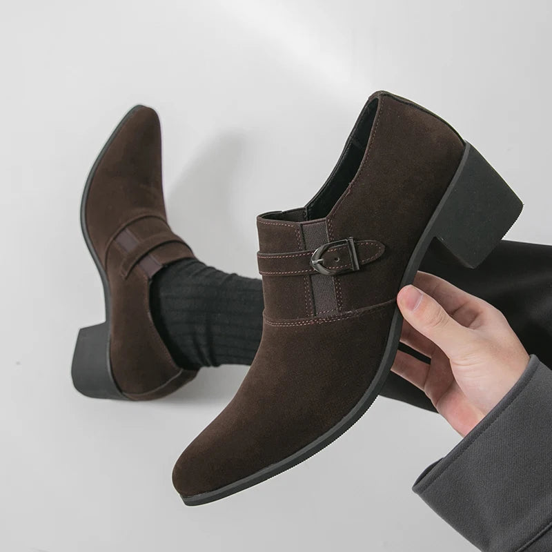 Suede Heeled Banquet Men's Shoes