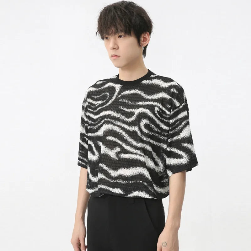 Wavy Streak Pattern Half Sleeve T-Shirt