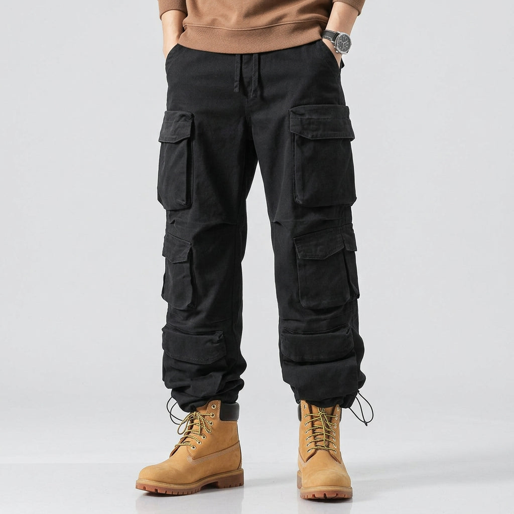 Multi Pocket Solid Loose Cargo Pants