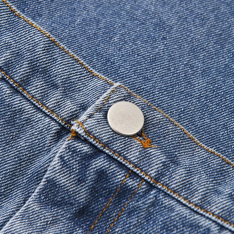 Waist Pockets Belt Wide Leg Jeans