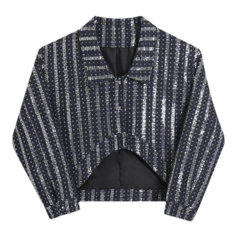 Fashion Stripe Crop Sequin Jacket