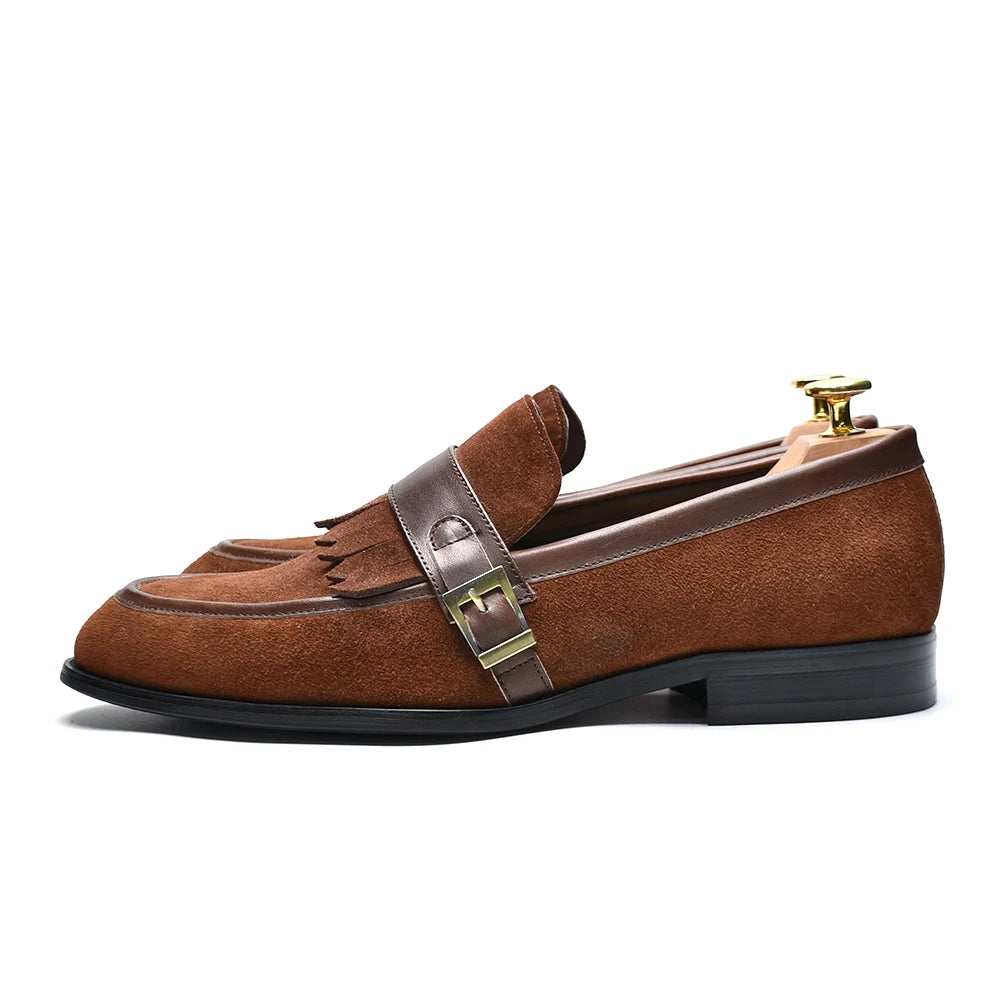 Tassel with Buckle Suede Leather Loafers