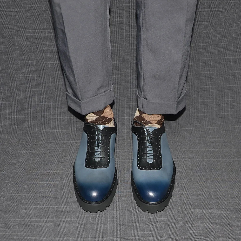 Genuine Leather Height Increasing Oxford Shoes