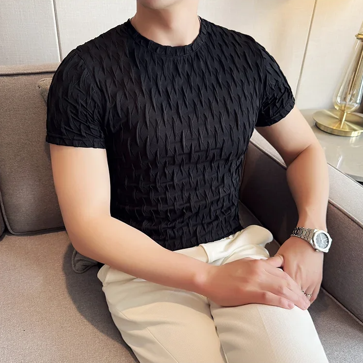 O-Neck Slim Fit Elastic Casual T-Shirt