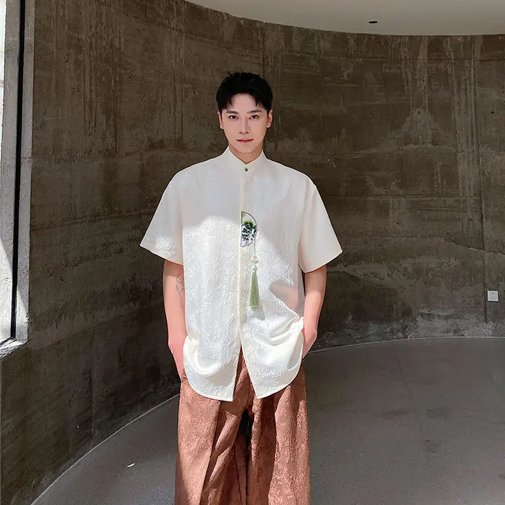 Tassel Pressed Placket Pendant Shirt