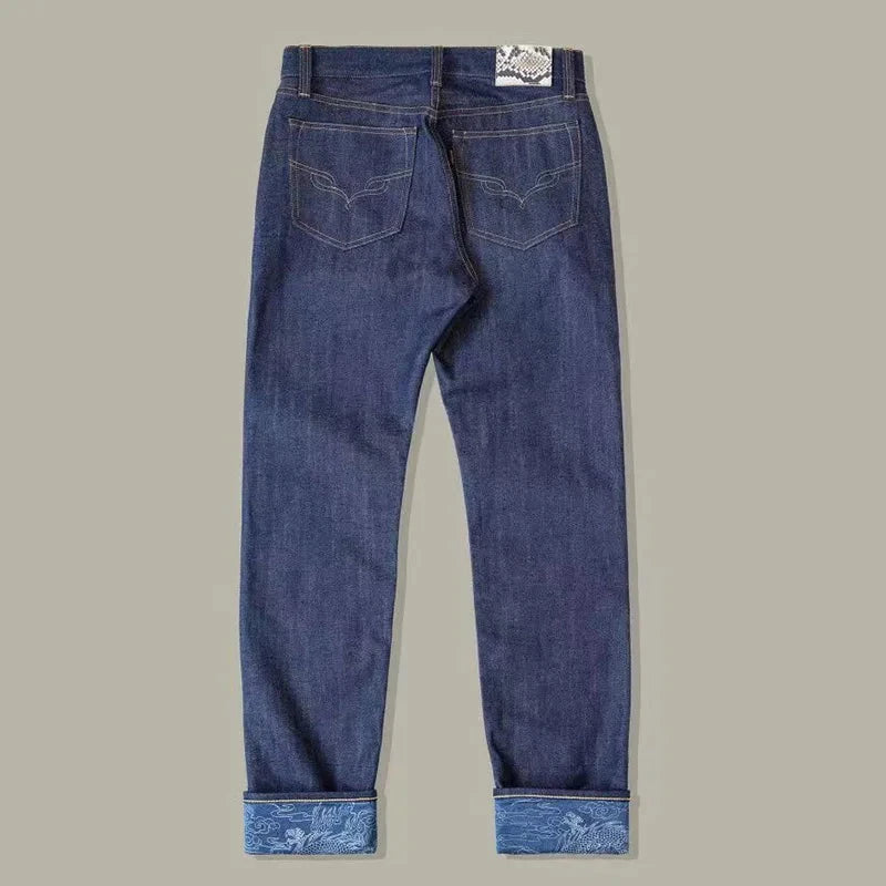 Retro Dragon Printed Ankle Jeans