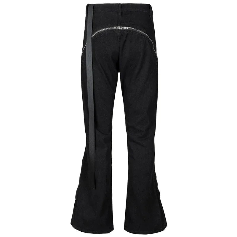 Dual-Slit Zipper Flare Denim