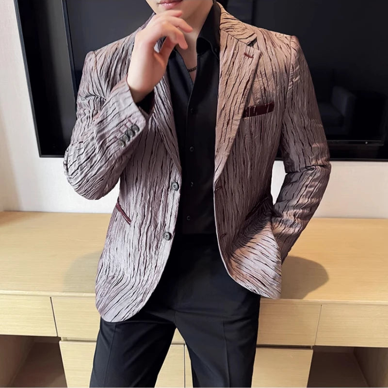 3D Pleated Single Breasted Blazer