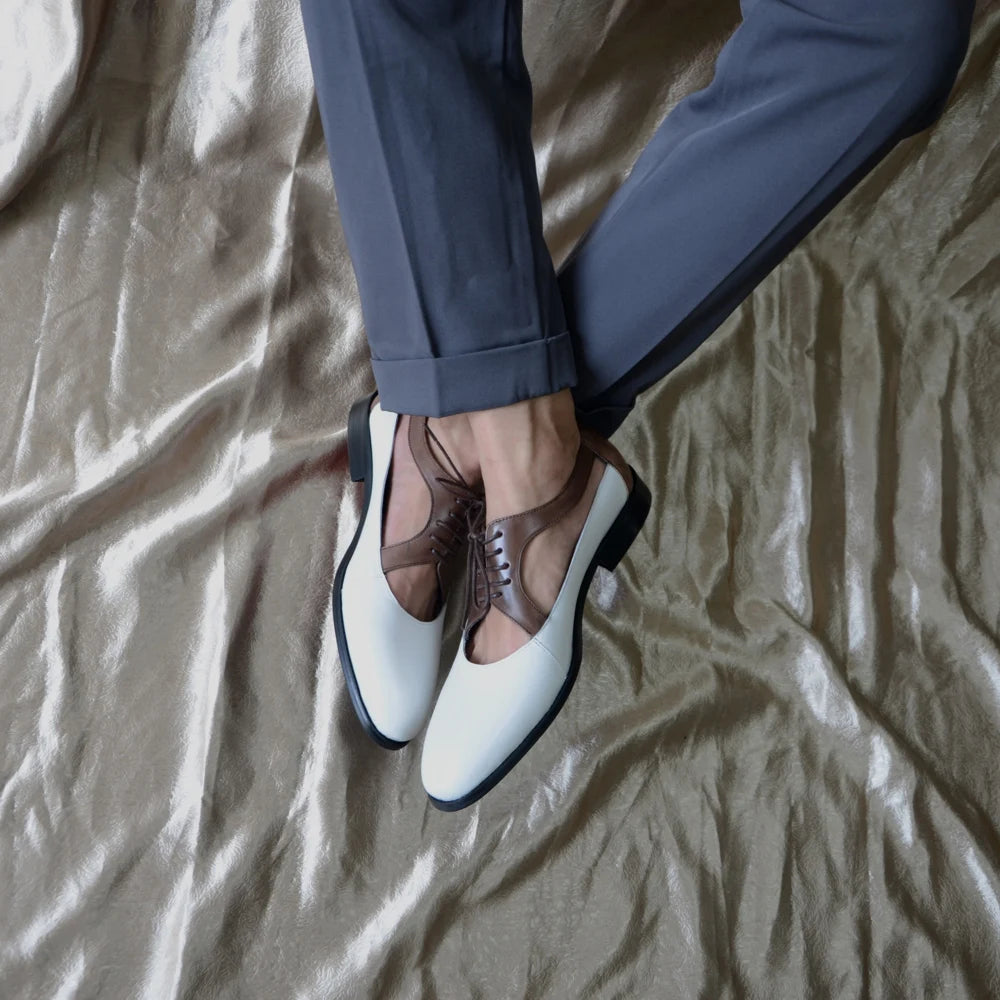 Lace-Up Hollow Genuine Leather Shoes