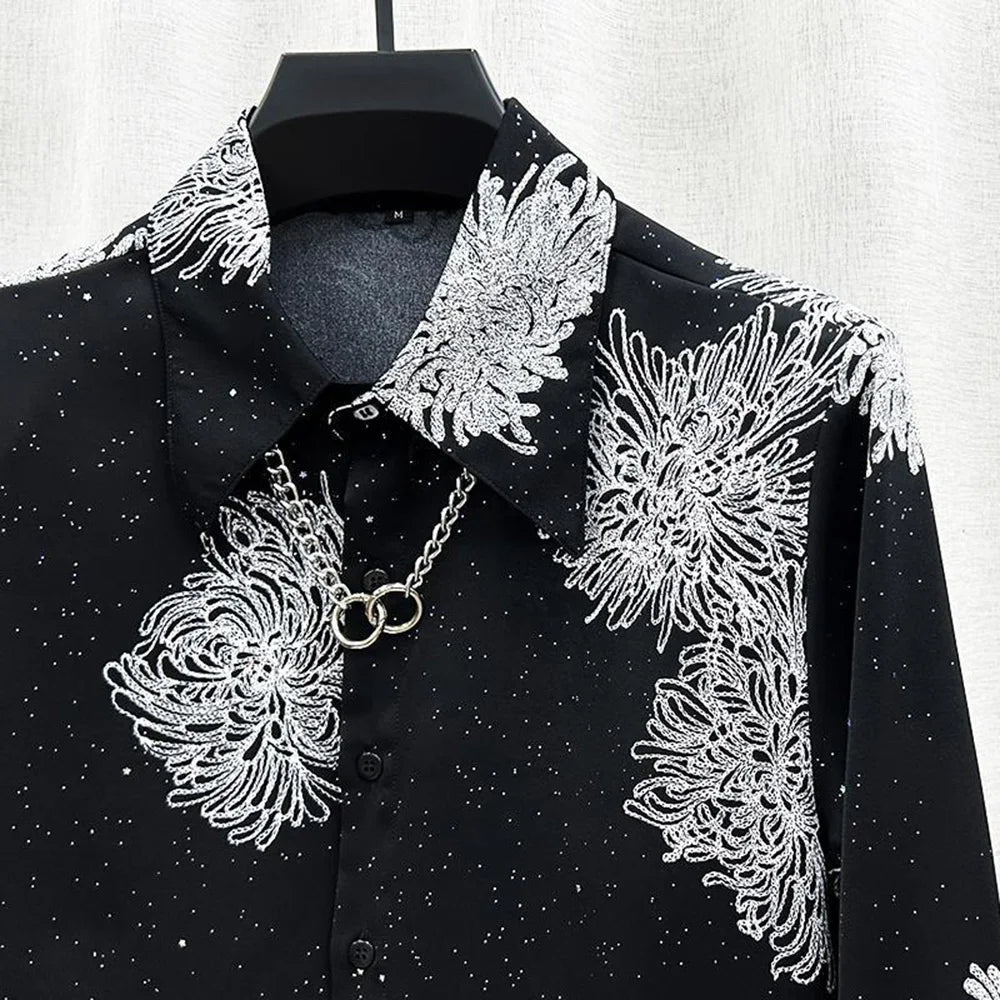 Solid Floral Sequin Starry Sky Shirt