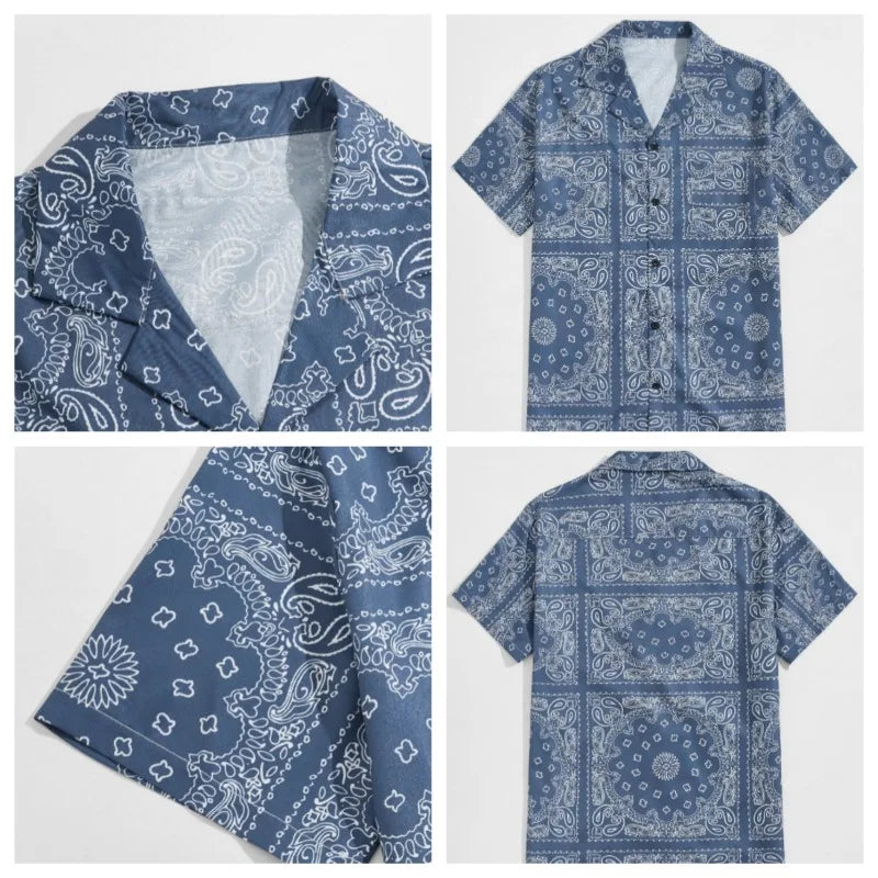 Blue Color Geometric Paisley Shirt