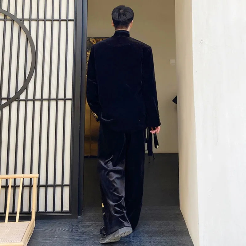 Black Embroidery Suit Pants Set