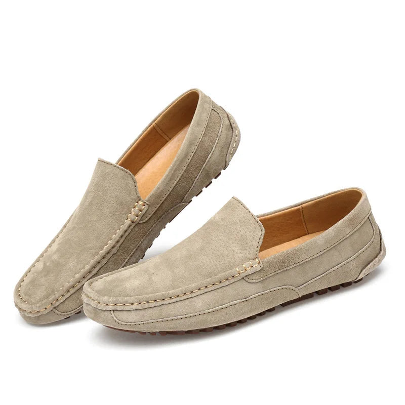 Suede Leather Round Toe Loafers