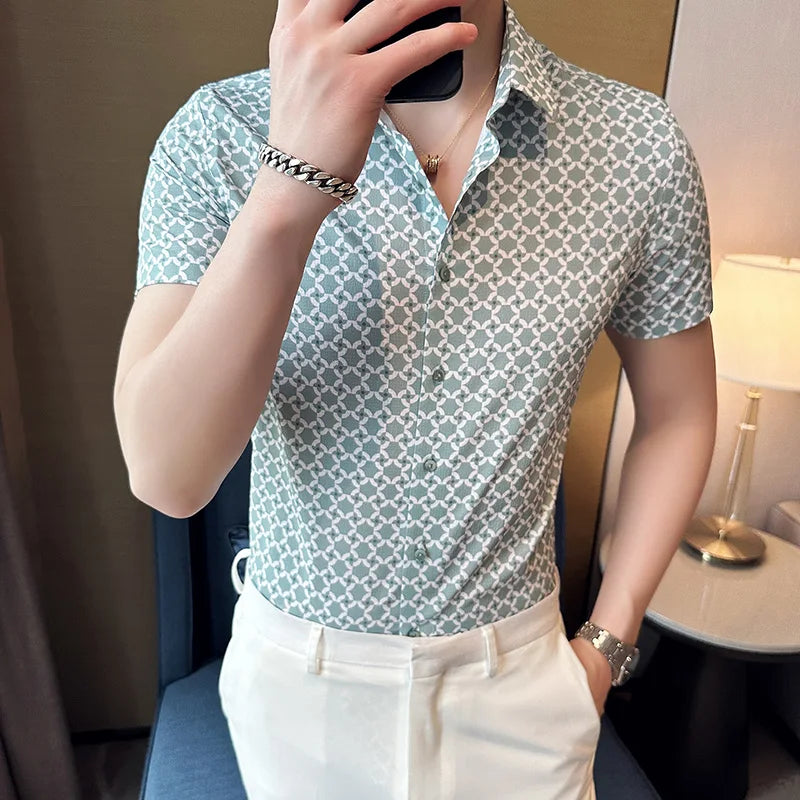 Geometric Pattern Slim Fit Casual Shirt