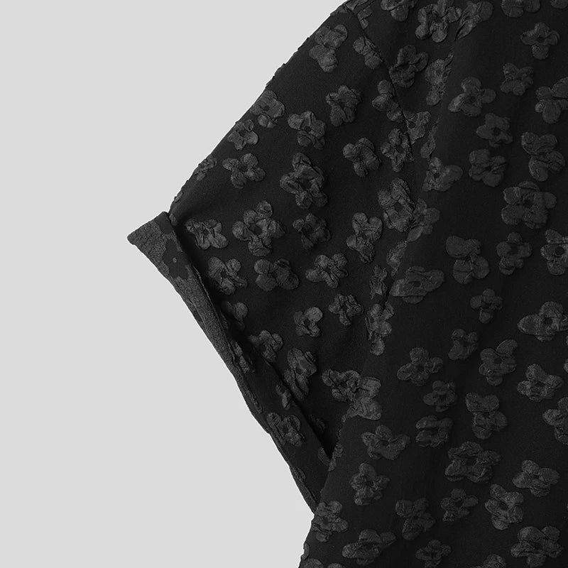 Flower Jacquard Loose Polyester Shirt