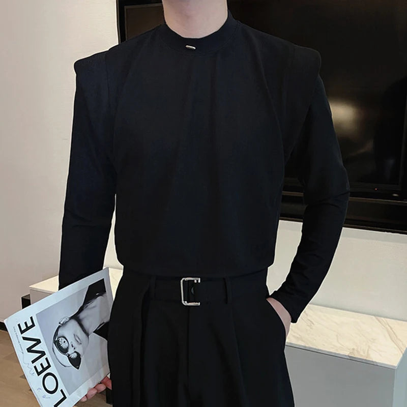 Pointy Shoulder Ice Silk Solid T-Shirt