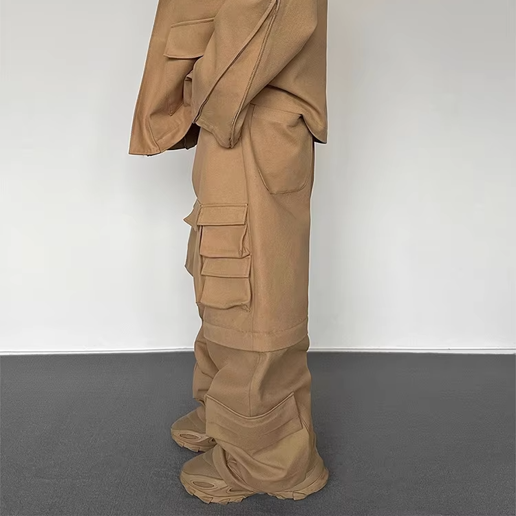 Hip-Hop Wide Leg Solid Cargo Pants