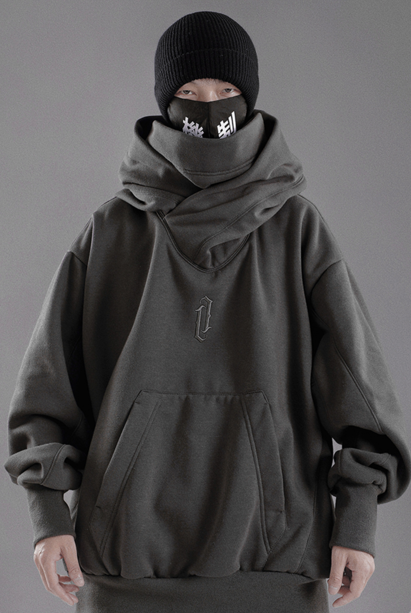 Oversize High Collar Solid Color Hoodie