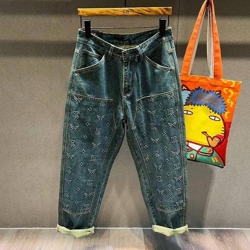 Embroidery Stonewashed Casual Fashion Jeans