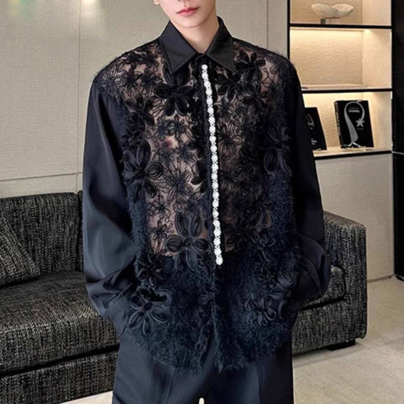 Hollow Lace Patchwork Flower Shirt